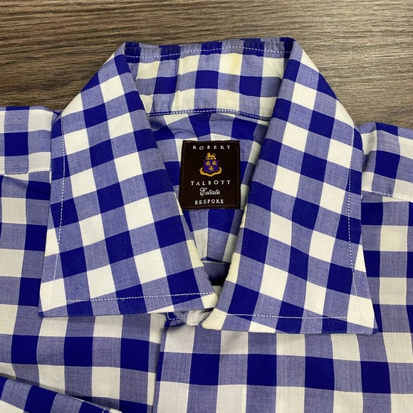 Robert Talbott Estate Blue & White Gingham Shirt 15.5 - Picture 2 of 7